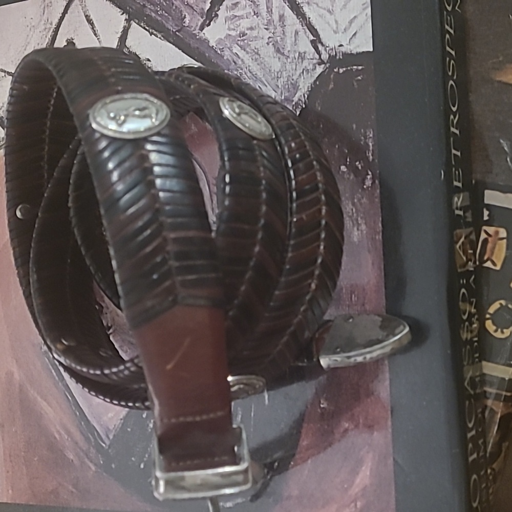 ONYX BY BRIGHTON WOVEN LEATHER GOLF BELT